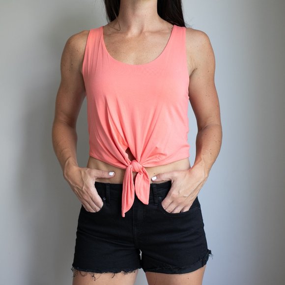 Aritzia Babaton Coral Tie Crop Top - Picture 1 of 5